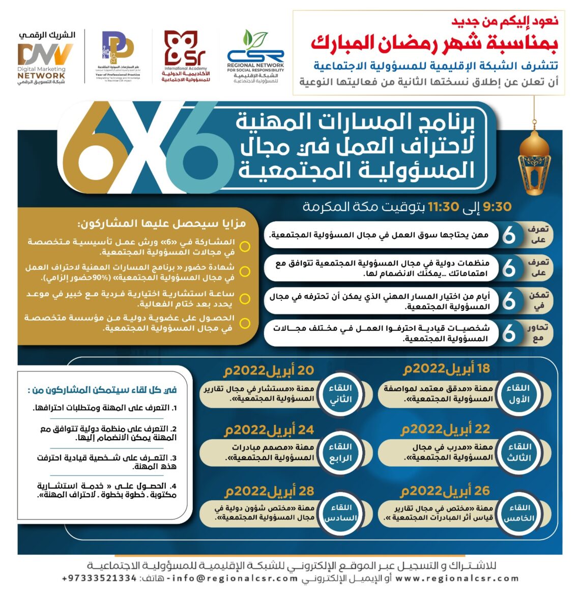 برنامج المسارات المهنية لاحتراف العمل في مجال المسؤولية المجتمعية6X6