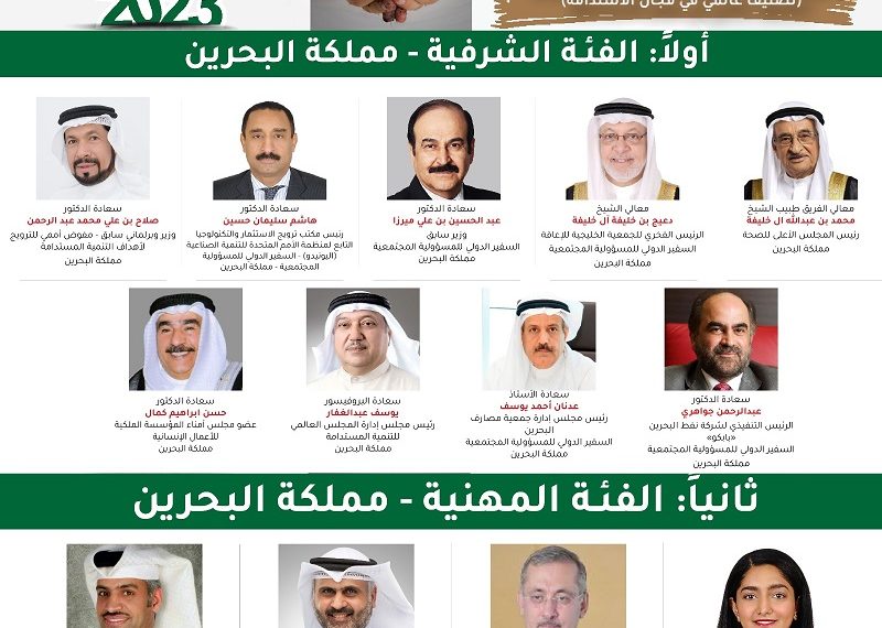 شخصيات بحرينية ضمن أبطال الاستدامة المائة في منطقة الشرق الأوسط وشمال أفريقيا