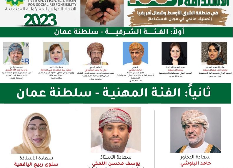 شخصيات عمانية ضمن أبطال الاستدامة المائة في منطقة الشرق الأوسط وشمال أفريقيا