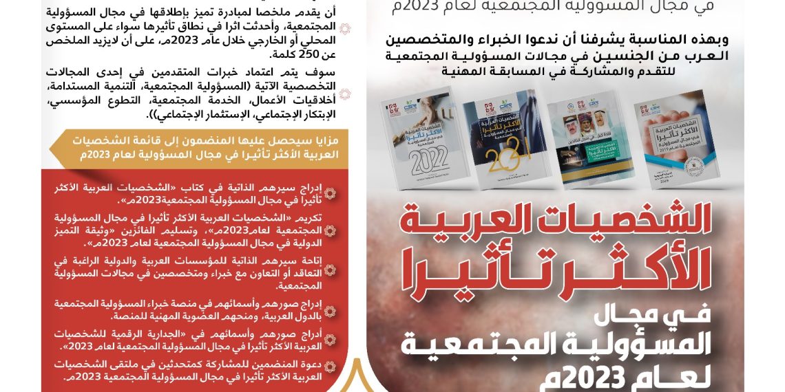 الشخصيات العربية الأكثر تأثيرا في مجال المسؤولية المجتمعية لعام 2023م