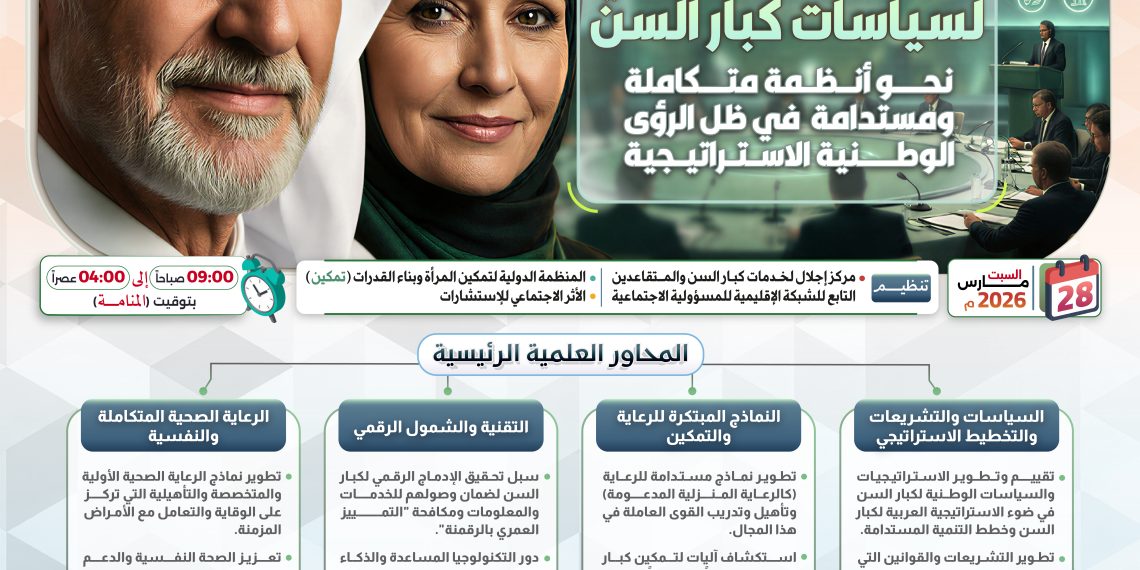 المؤتمر الخليجي لسياسات كبار السن: نحو أنظمة متكاملة ومستدامة.. في ظل الرؤى الوطنية والاستراتيجية العربية