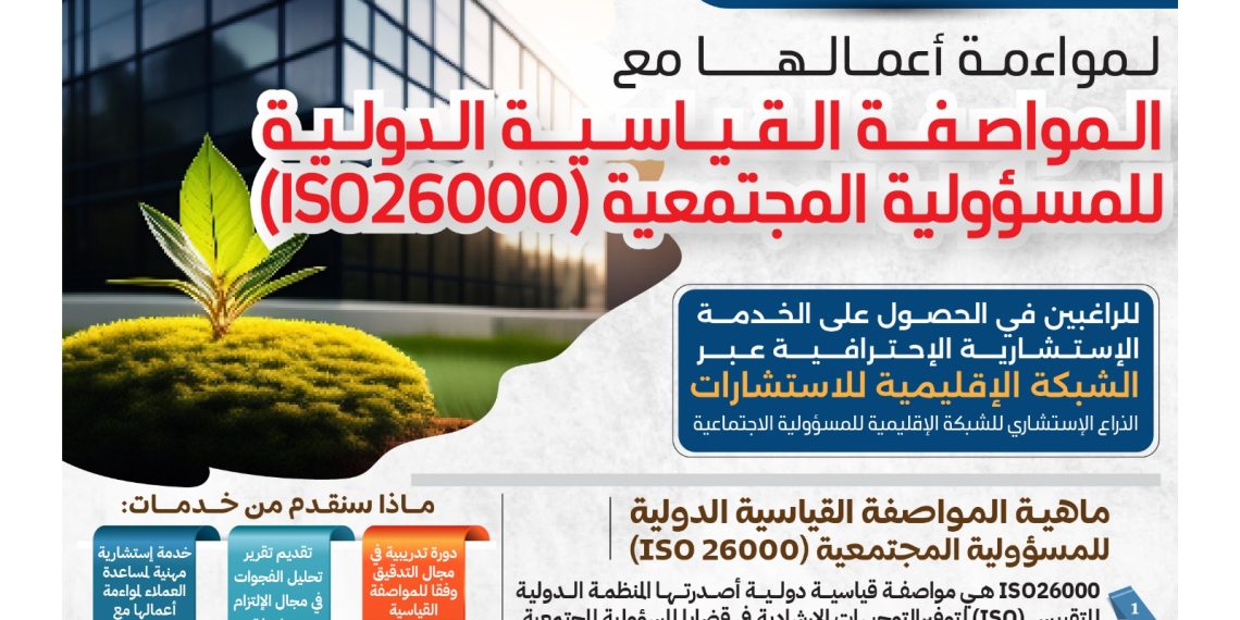 مواءمة أعمال المؤسسات الحكومية والخاصة وغير الربحية مع المواصفة القياسية الدولية للمسؤولية المجتمعية آيزو26000″