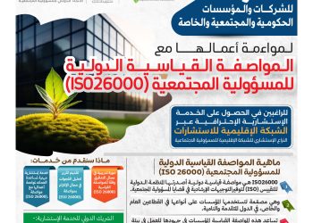 مواءمة أعمال المؤسسات الحكومية والخاصة وغير الربحية مع المواصفة القياسية الدولية للمسؤولية المجتمعية آيزو26000″
