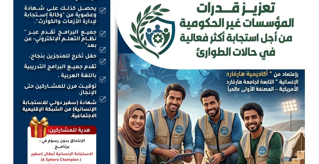 البرنامج التدريبي الدولي تعزيز قدرات المؤسسات غير الحكومية من أجل استجابة أكثر فعالية في حالات الطوارئ