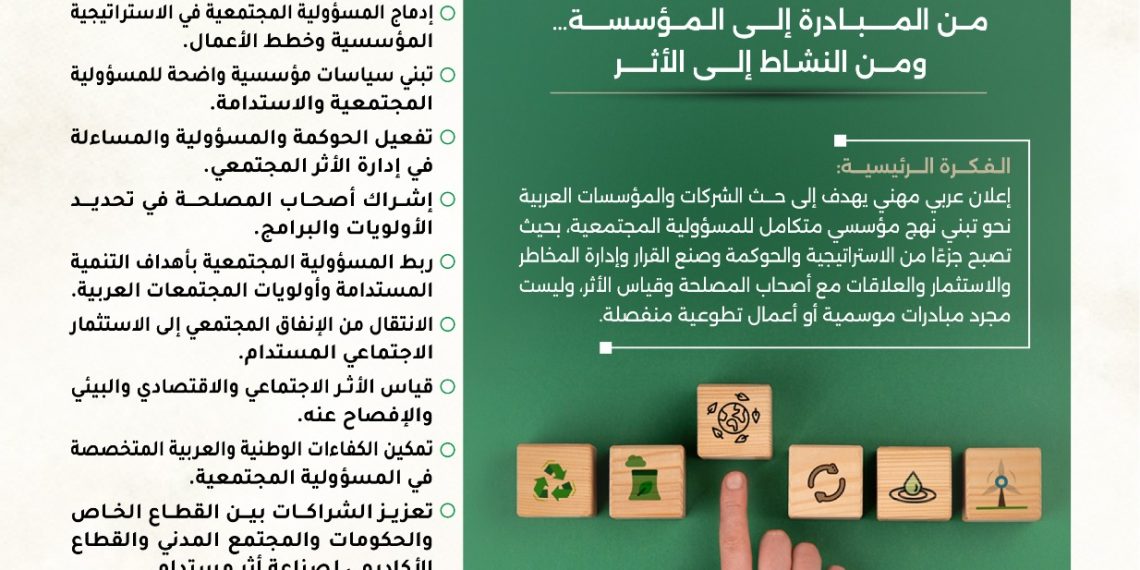 التوقيع على الإعلان العربي لمأسسة المسؤولية المجتمعية والحصول على شهادة الالتزام