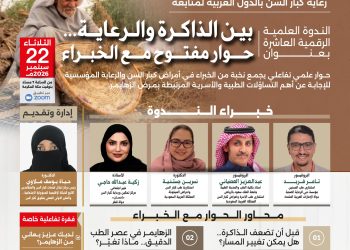 الندوة العلمية الرقمية العاشرة بين الذاكرة والرعاية… حوار مفتوح مع الخبراء